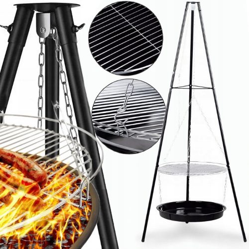  KERTI TŰZSZÁLLÓ ÁLLVÁNY GRILLEL 45cm 152cm 2AZ 1-BEN AKÓGATÓ ÁLLÍTHATÓ