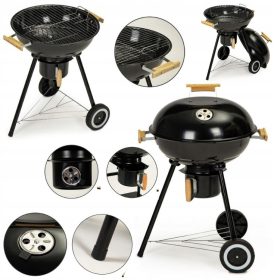    Kerek grill fedéllel Kerti faszén hamutartó hordozható polckerekek