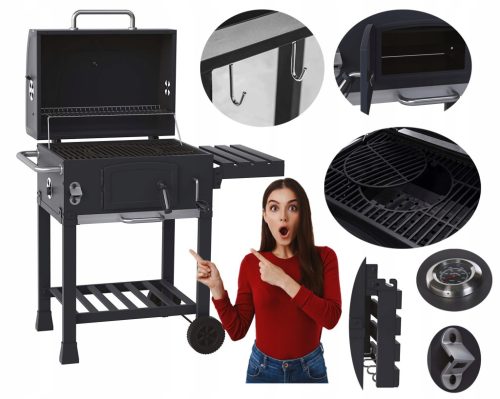  3 az 1-ben PREMIUM SZÉN GRILL HAMUTEKNŐ NYITÓ ÖNtvényvas Rács Rács KEREKEK XXL