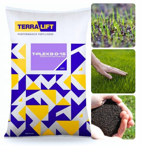  TERRALIFT TAVASZI NYÁRI SZERVES TRÁGYA GYEP FŰHEZ T-PLEX 8-0-16 20KG