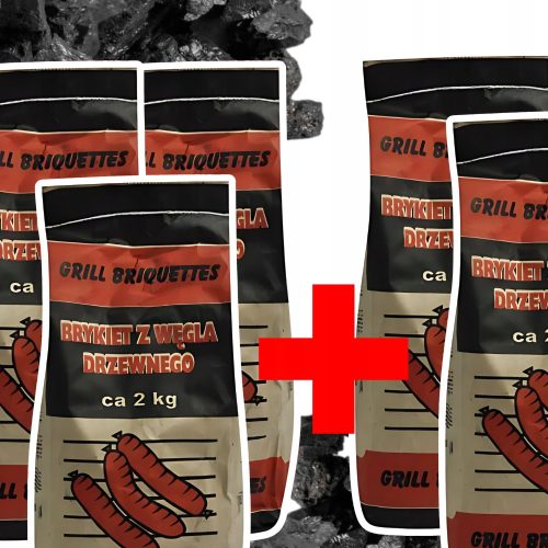  Faszén brikett 10 kg Grill Tűzhely Kandalló natúr 3+2 INGYENES