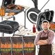  Kerti faszén grill fedéllel és kisasztallal a kertbe + 6kg szén