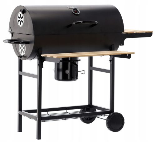  SZÉN HORDÓ GRILL FEDŐVEL KEREKEKEN POLCOS 101x70,5x94,5 CM
