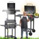  ACÉL SZÉN KERTI GRILL Öntöttvas Rácsos, ZÁRT FEDŐS HŐMÉRŐ