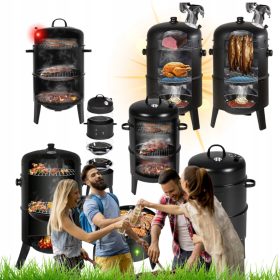    3-AZ 1-BEN KERTI GRILL KANDALLÓ FÜSTÖLŐ ÖSSZEHAJTÓ FÜSTÖLŐ KÉT TORNYOS HŐMÉRŐ