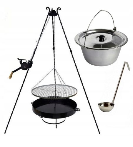  Grill rozsdamentes acél rács 45 orsós bogrács 10l
