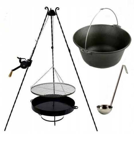  Grill rács Rozsdamentes acél 60cm tekercses tűztér öntöttvas bogrács 11l