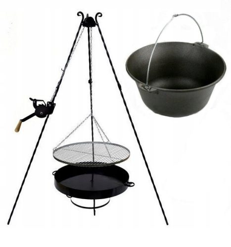  Grill rács ROZSDAMENTES ACÉL 70 cm Kandalló orsó bogrács öntöttvas 8 L