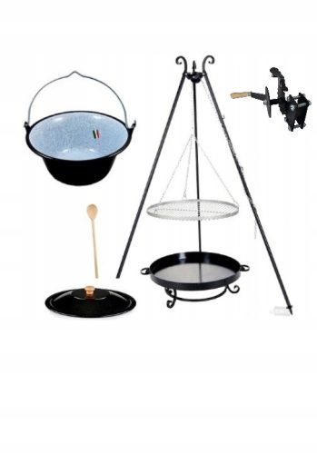  GRILL XXL RÖLCS TŰZPELLER 80cm ROZSDAMENTES ACÉL RÁCS 80cm + FORRÓCSÚRA 25 L