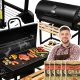  Kerti faszén grill Hordó asztalok acél rostélyos hőmérő + 10 kg szén
