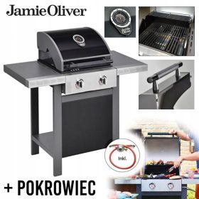    Jamie Oliver 2 égős gázgrill 84 cm-es öntöttvas rozsdamentes acél BBQ rács