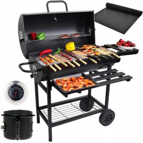    NAGY KERTI GRILL SZÉN HAMU TÉP HŐMÉRŐ HORDÓ PRIMAVEO 2 POLCOS SZŐNYEG