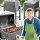  Kerti grill fedéllel, kisasztal, öntöttvas rostély, masszív 25kg a kertbe
