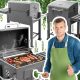  Kerti grill fedéllel, kisasztal, öntöttvas rostély, masszív 25kg a kertbe