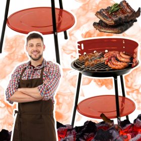    KERTI SZÉN GRILL 35 CM KÖNNYŰ, KÉSZLELHETŐ SZILÁRD, IDEÁLIS UTÁNKOR