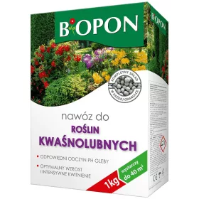    BIOPON MŰTRÁGYA SAVSZERETŐ NÖVÉNYEKHEZ GRÁNULÁCIÓ 1KG OPTIMÁLIS NÖVEKEDÉS AKÁR 40M2-RE