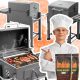  Faszén grill öntöttvas asztallal, tömör ráccsal, füstölés +4kg szén