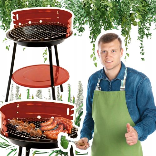  KERTI GRILL 36 cm-es KÖNNYŰ, KÉZREMÉNYES SZILÁRD, IDEÁLIS UTAZÁSHOZ