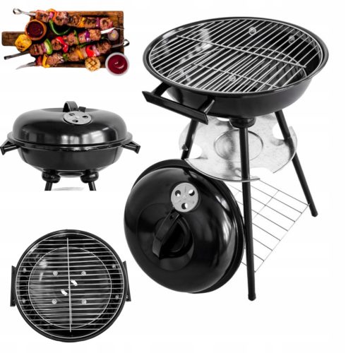  Kerti grill fedéllel Állítható szellőzésű hamutartó faszénpolc