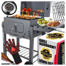    Kerti faszén grill briketthez Zárt BBQ HORDOZHATÓ FEDŐVEL +