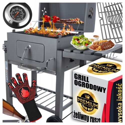  Kerti faszén grill briketthez Zárt BBQ HORDOZHATÓ FEDŐVEL +