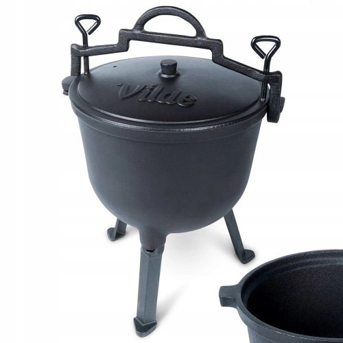  Vadász öntöttvas üst 10 literes tábortűz edényes grill sültekhez SZILÁRD