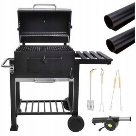  Nagy kerti faszén grill fedéllel + ventilátor