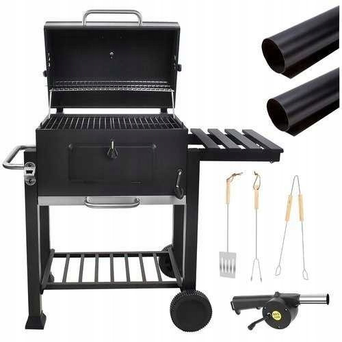  Nagy kerti faszén grill fedéllel + ventilátor