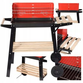  Rino Garden KERTI SZÉN GRILL KRÓM Rács [55 cm] FA POLC