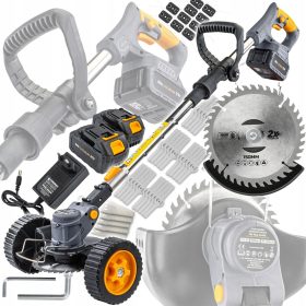 AKKUMULÁTOROS KEFEVÁGÓ KEREKEKEN 2X 21V 4AH KÉSZLET