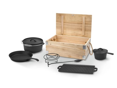  Öntöttvas bogrács edény Dutch Sütőedény készlet 7 részes Grill Meister
