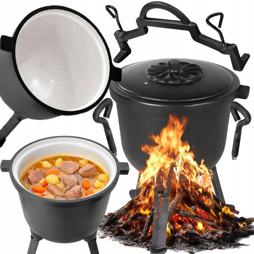  Zománcozott öntöttvas edény HUNGARIAN HUNGARY EDÉNY 8L TÁBORTÜZES GRILL