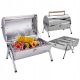  GRILL hordozható turistakert BBQ kis szén 38x30 rozsdamentes acél