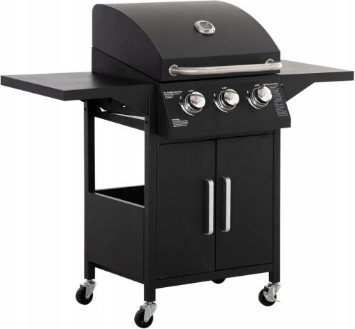  GÁZ BBQ GRILL 3 ÉGŐVEL, CSAK 3 KW, 4 KEREKES, OLDALÁSZTALOK + INGYEN