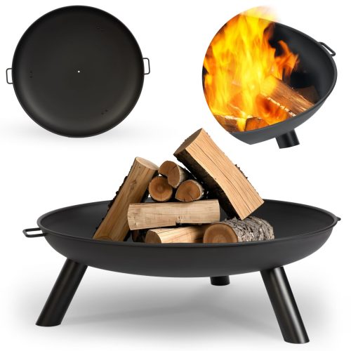  KERTI TŰZHELYZET 80cm, FOGANTYÚVAL NAGY TÖMÖR ACÉL TÜZSZÁLLÓ GRILL