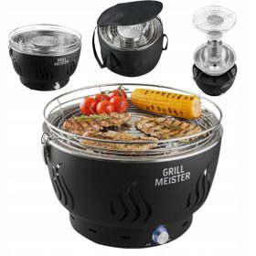    Asztali faszén grill szellőzéssel GRILLMEISTER AG34 C1 füstmentes FEKETE