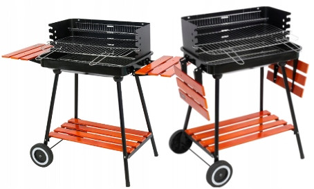  SZÉN GRILL POLCOS ACÉR Rács 53x33cm MAGASSÁG BEÁLLÍTÁS
