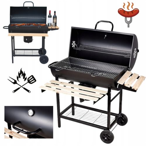 NAGY KERTI SZABAN ÁLLÓ SZÉN GRILL KEREKEN FA PALCOK BURKOLAT