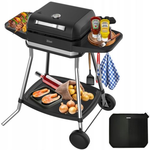  ELEKTROMOS KERTI GRILL MEGA 6 az 1-ben Álló 3050W + fedél + HŐMÉRŐ