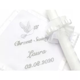   Keresztelő gyertya - BAPTISM - Keresztelő köntös és gyertya HÍMZÉS BS chrism