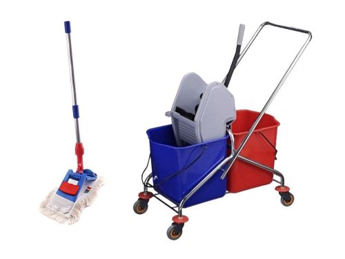 Takarító kocsi KRÓM 2x20 l felmosó vödör 40 cm TISZTÍTÓ KÉSZLET