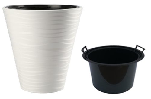  Forma-Műanyag virágcserép 29,5 cm x 29,5 x 33,5 cm átmérő 29,5 cm műanyag fehér
