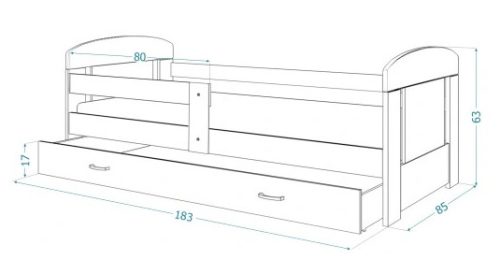 AJKmeble Filip ágy 80 x 180 cm tarka