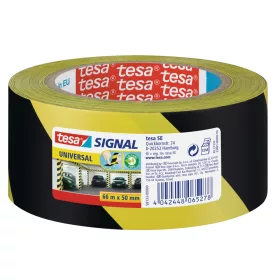 tesa figyelmeztető szalag sárga és fekete 66m x 50mm