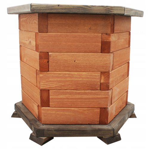  KONIUSZEK OGRODY virágcserép 39 cm x 39 x 33 cm átmérő 39 cm barna és bézs fa árnyalatai
