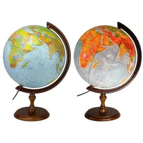   Iskolai földgömb - Globe 320mm VILÁGÍTÁS 2 az 1-ben SÖTÉT FA LÁB
