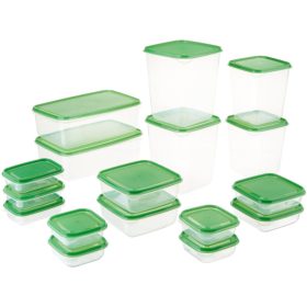   Élelmiszertartó - Ikea Pruta ételtartók, zöld és átlátszó, 17 db