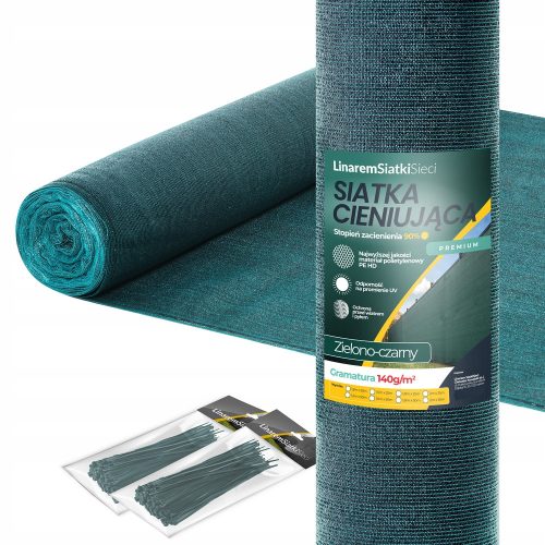 Ernyőháló 140g Linarem SiatkiNets zöld és fekete 1,5m x 50m