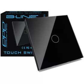   Egyérintéses kapcsoló, süllyesztett B-vonalú fekete PE-1000102