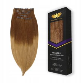    Természetes, közepes barna tincsű Star My Hair klip 55 cm-es méretben